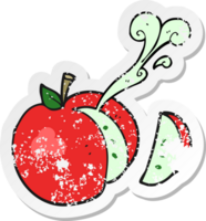 retro distressed sticker of a cartoon sliced apple png