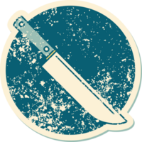 ikoniska bedrövad klistermärke tatuering stil bild av en kniv png