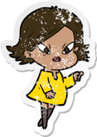 distressed sticker of a cartoon stressed woman png