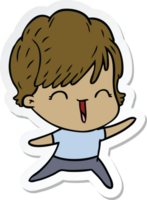 sticker of a cartoon laughing woman png