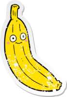 distressed sticker of a cartoon banana png