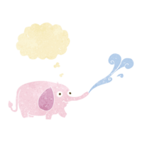 cartoon funny little elephant squirting water with thought bubble png