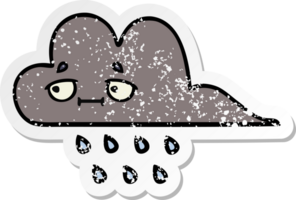 distressed sticker of a cute cartoon storm rain cloud png