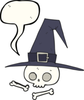 drawn speech bubble cartoon witch hat with skull png