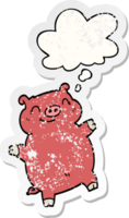 tecknad serie gris med trodde bubbla som en bedrövad bärs klistermärke png