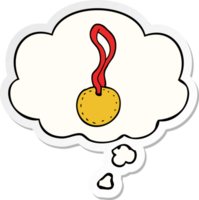 cartoon sports medal with thought bubble as a printed sticker png