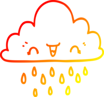 warm gradient line drawing of a cartoon storm cloud png