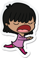 sticker of a cartoon woman talking loudly png
