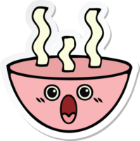 sticker of a cute cartoon bowl of hot soup png