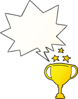 cartoon sports trophy with speech bubble in smooth gradient style png