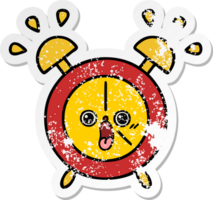 distressed sticker of a cute cartoon alarm clock png