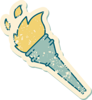 iconic distressed sticker tattoo style image of a lit torch png