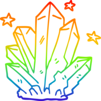 rainbow gradient line drawing of a cartoon magic crystal png