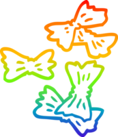 rainbow gradient line drawing of a cartoon pasta shapes png