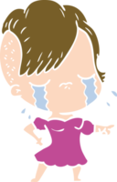 menina chorando de desenho animado de estilo de cor plana png