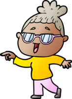 cartoon happy woman wearing spectacles png