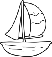 gezeichnet schwarz und Weiß Karikatur segeln Schiff png