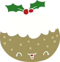 cute flat color style cartoon christmas pudding png