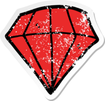 distressed sticker of a cartoon tattoo diamond png