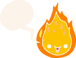 dibujos animados fuego con habla burbuja en retro estilo png