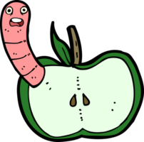 Cartoon-Apfel mit Wurm png