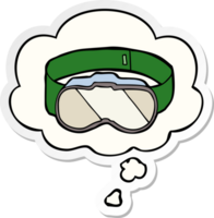 cartoon goggles with thought bubble as a printed sticker png