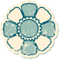 iconic distressed sticker tattoo style image of a flower png