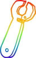 rainbow gradient line drawing of a cartoon spanner tool png