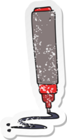 retro distressed sticker of a cartoon pen png