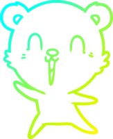cold gradient line drawing of a happy cartoon bear png