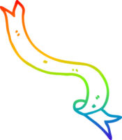 rainbow gradient line drawing of a cartoon banner blowing in wind png