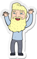 sticker of a cartoon happy bearded man waving arms png