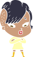 flat color style cartoon surprised girl png