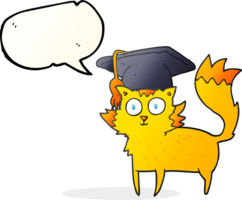 dibujado habla burbuja dibujos animados gato graduado png