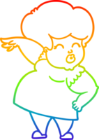 arco iris degradado línea dibujo de un dibujos animados mujer haciendo mano gesto png