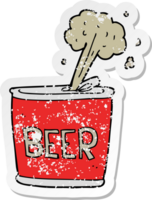 distressed sticker of a cartoon beer can png