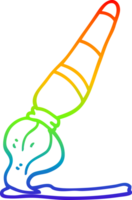 rainbow gradient line drawing of a cartoon art paint brush png