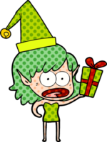 cartoon shocked christmas elf girl png