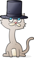 drawn cartoon cat in top hat png