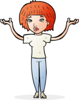 cartoon woman shrugging shoulders png