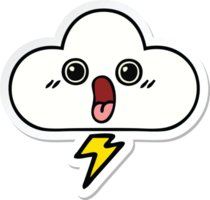 pegatina de una linda nube de tormenta de dibujos animados png