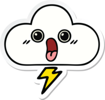 sticker of a cute cartoon storm cloud png