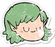 distressed sticker of a cartoon elf girl png