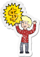 retro distressed sticker of a making money cartoon png