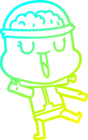 cold gradient line drawing of a happy cartoon robot png