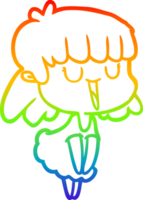 rainbow gradient line drawing of a cartoon woman png