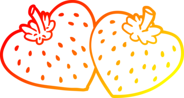 warm gradient line drawing of a cartoon strawberries png