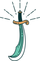 illustration of a traditional tattoo style scimitar sword png