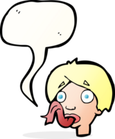 cartoon head sticking out tongue with speech bubble png