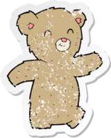 retro distressed sticker of a cartoon teddy bear png